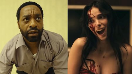 Chiwetel Ejiofor as Clark in the yellow tinge of The Backrooms (2026), Inde Navarrette as Nikki in Obsession (2026).