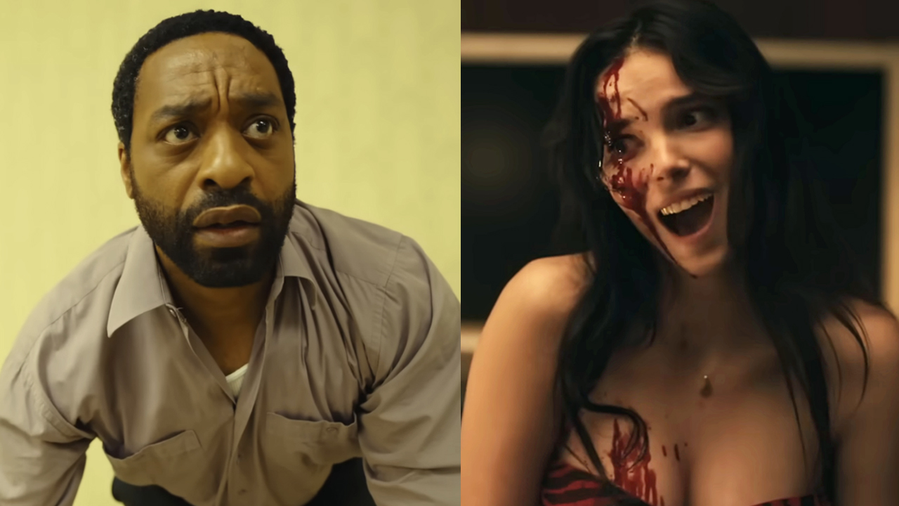 Chiwetel Ejiofor as Clark in the yellow tinge of The Backrooms (2026), Inde Navarrette as Nikki in Obsession (2026).