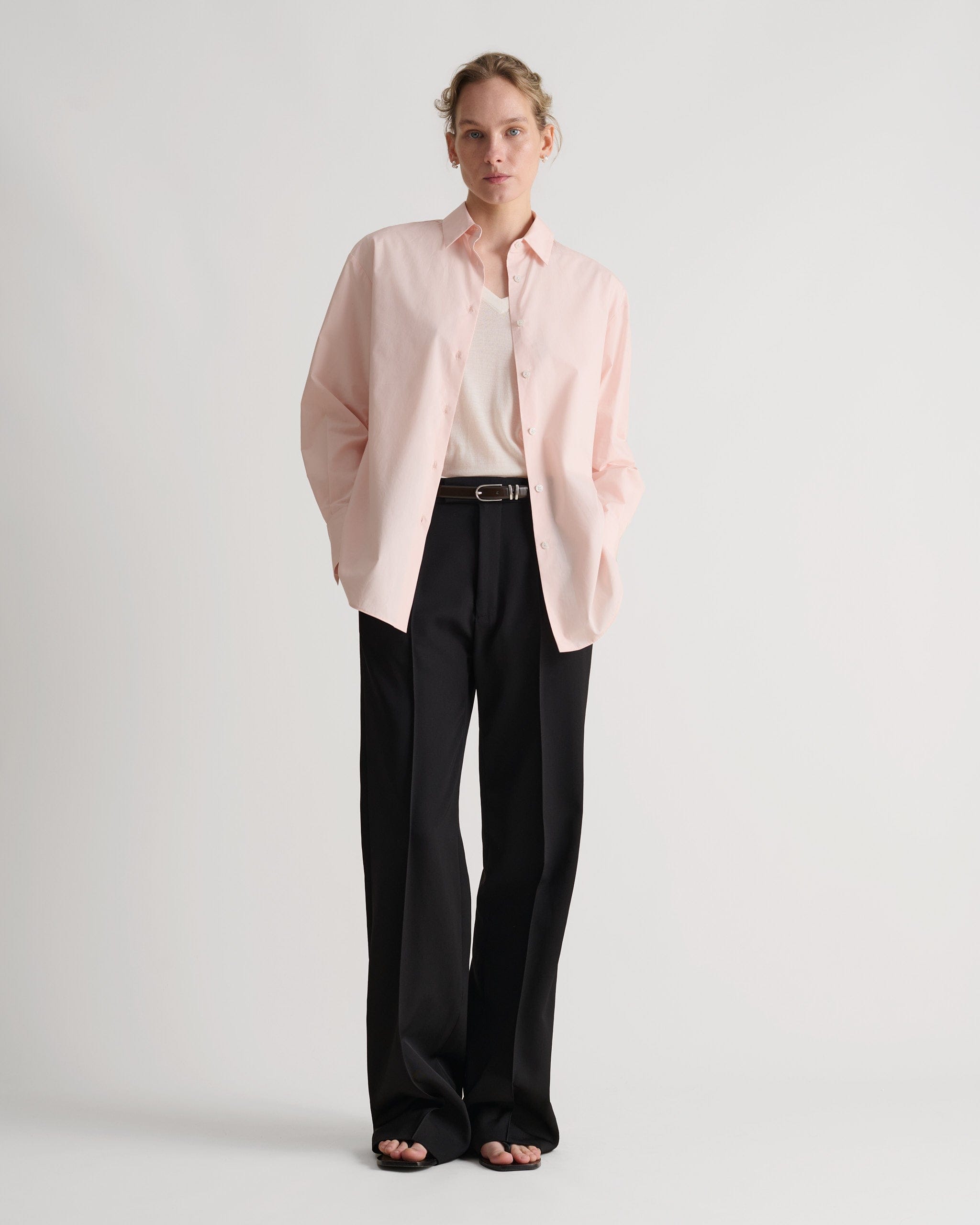 Organic Cotton Oversized Poplin Shirt - Pink - Xs / Pink