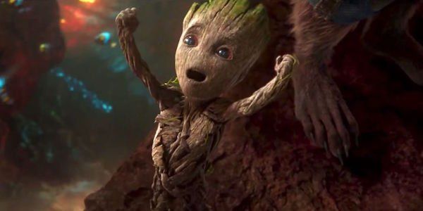 Baby Groot cheering in Guardians 2