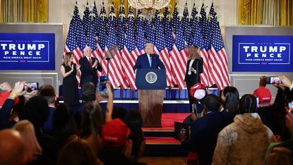 Donald Trump at a press conference in the early hours of election day