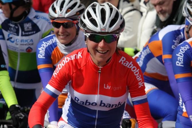 Annemike Van Vleuten (Rabo Women) was all smiles at the start