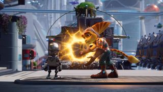 Ratchet and Clank: Rift Apart Gold Bolt locations, Ratchet shows Clank a portal
