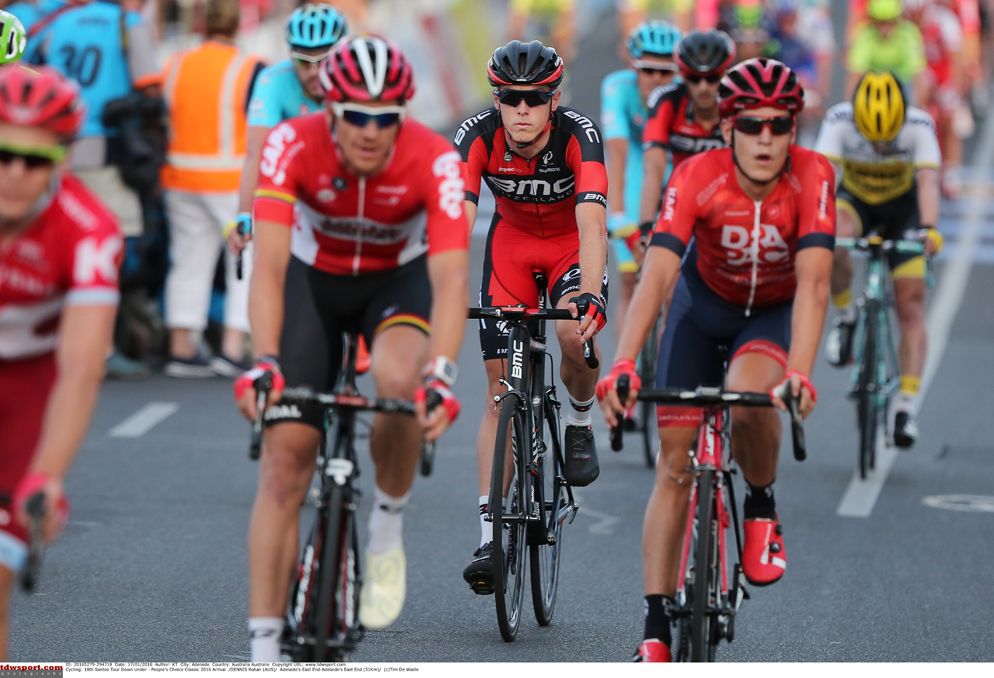 Riders come over the line after the Down Under Classic