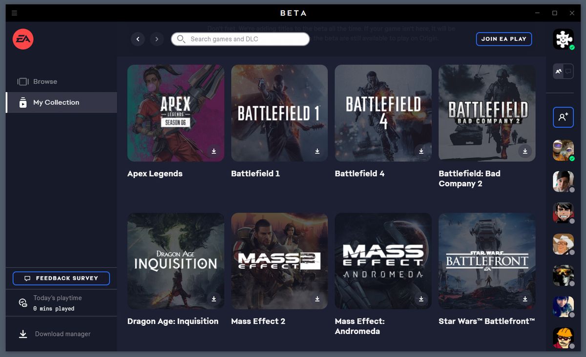 A screenshot of the EA Desktop app.