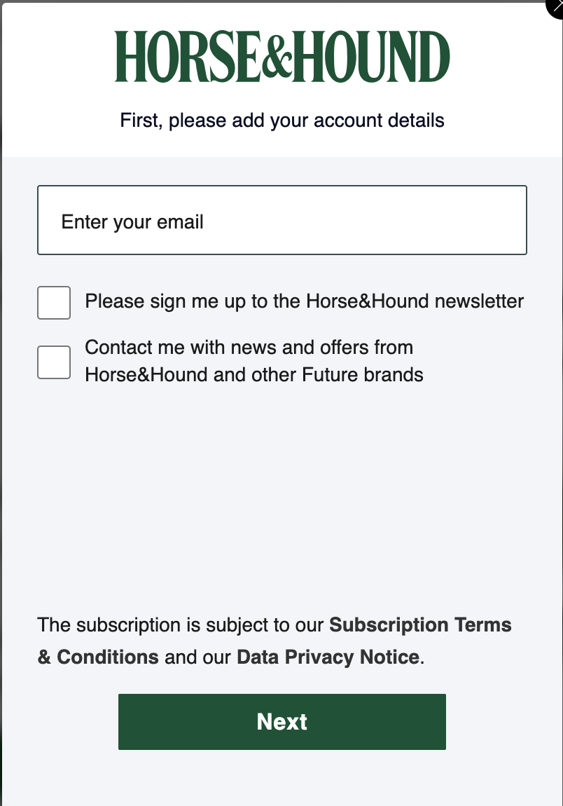 A screenshot showing the sign-up process for the website.
