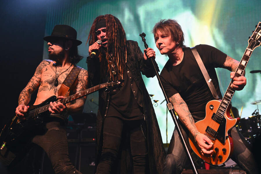 Musicians Dave Navarro, Al Jourgensen and Billy Morrison onstage at the second annual Above Ground concert benefiting MusiCares at The Fonda Theatre on September 16, 2019 in Los Angeles, California