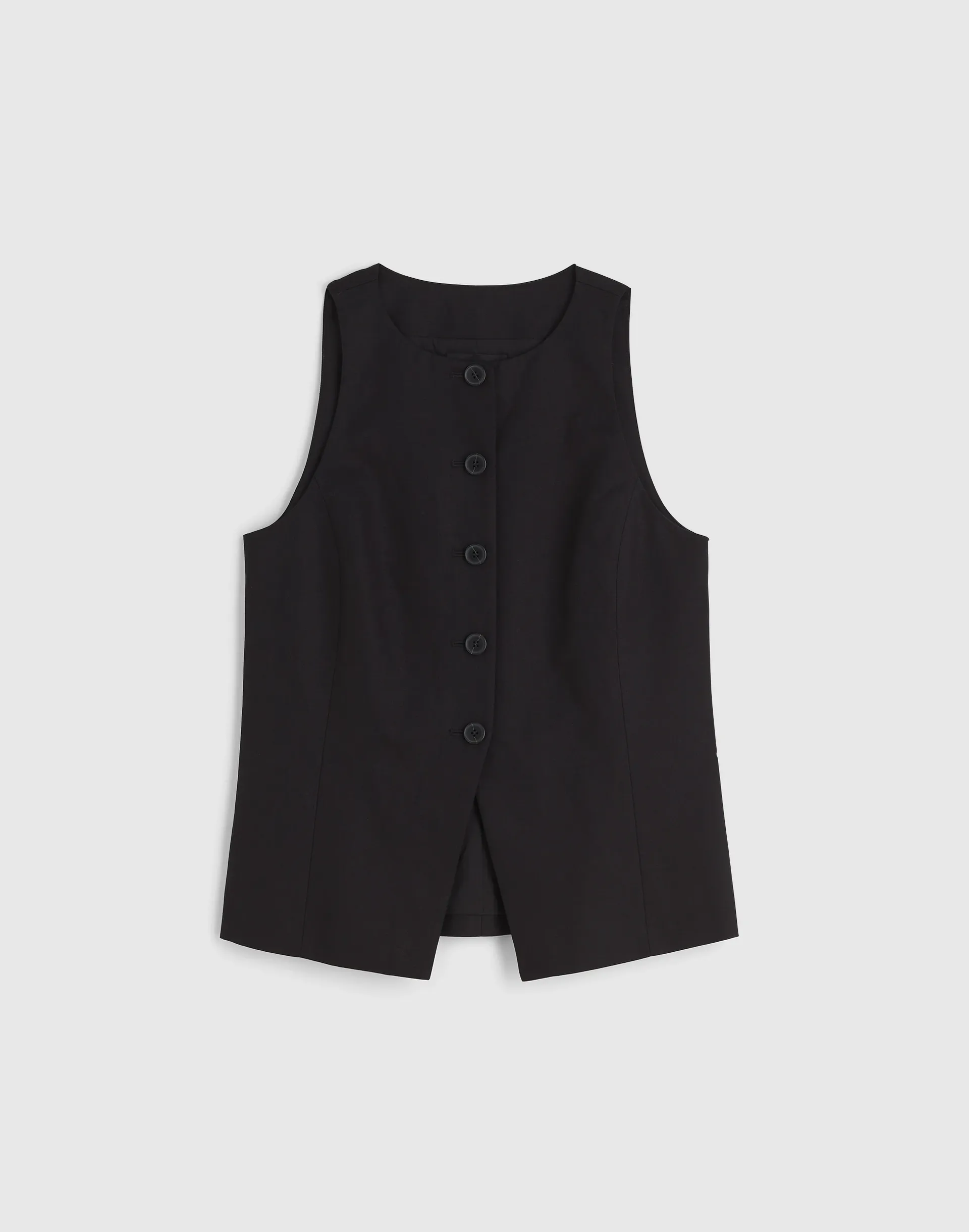 Crewneck Cutaway Vest in Drapey Twill