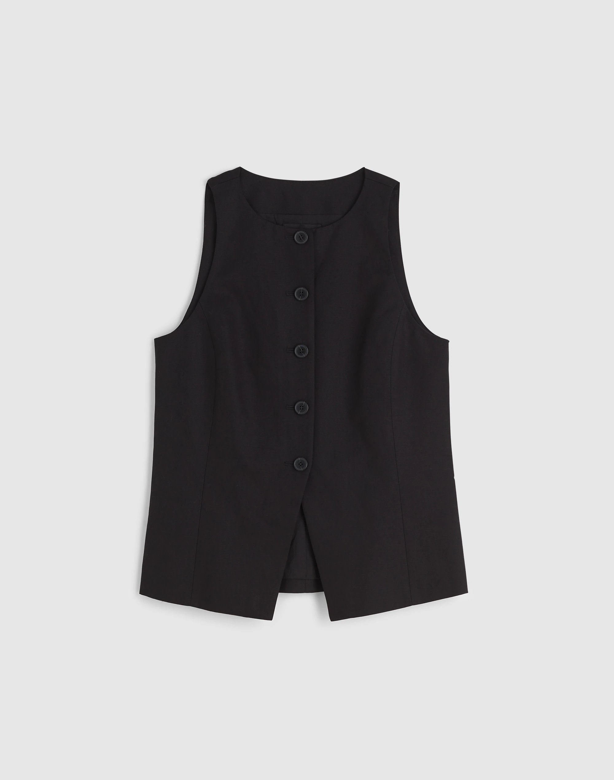 Crewneck Cutaway Vest in Drapey Twill