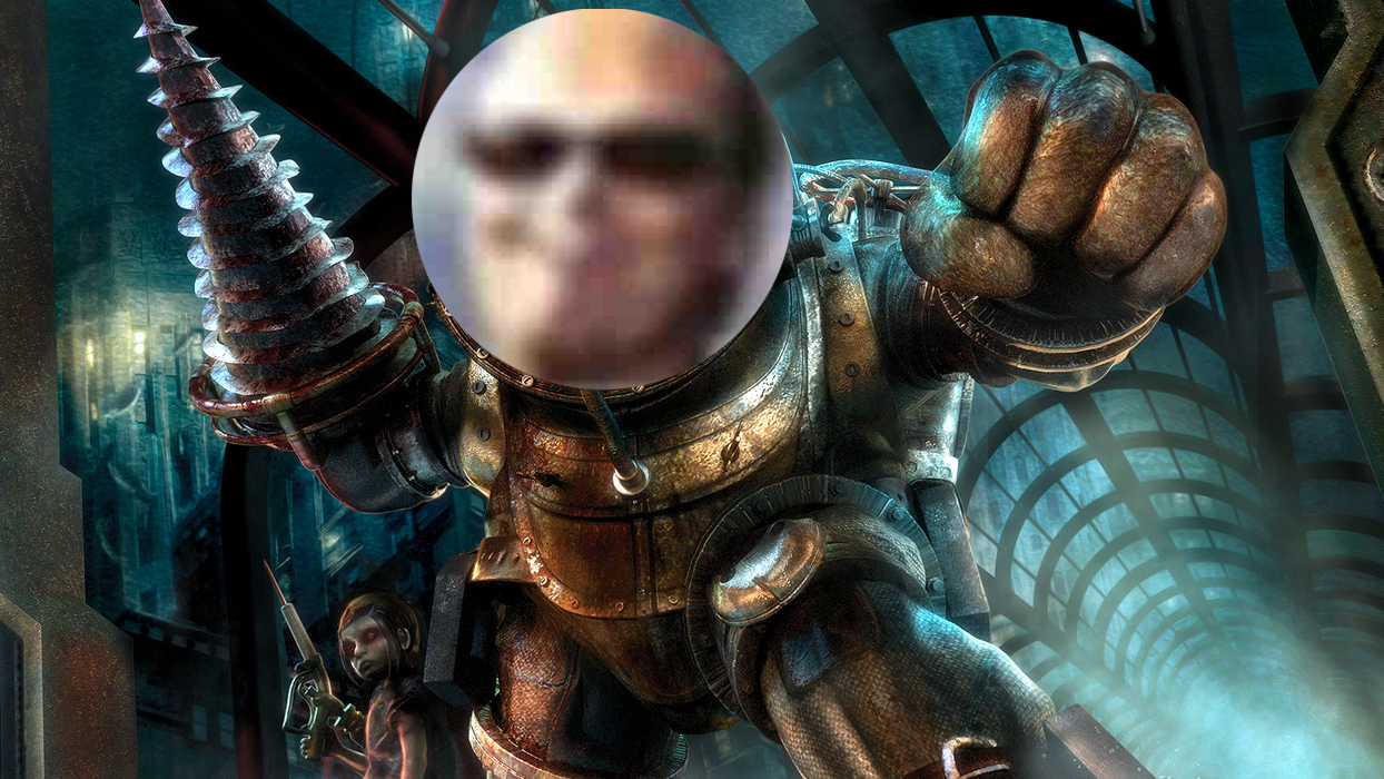 Dril's avatar superimposed over a BioShock Big Daddy
