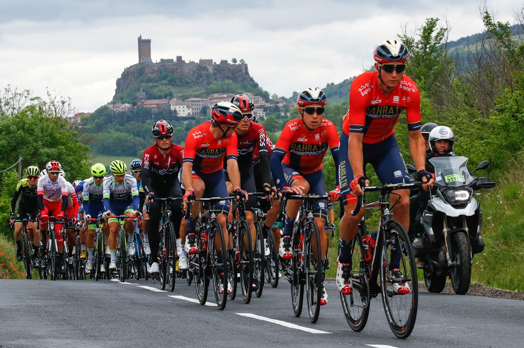 Bahrain-Merida rider for Dylan Teuns at Dauphine