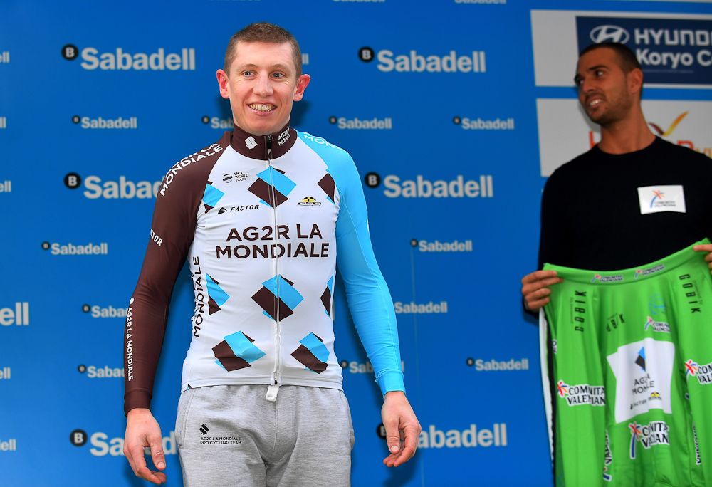 Cyril Gautier gets the green jersey after stage 2 in Valencia