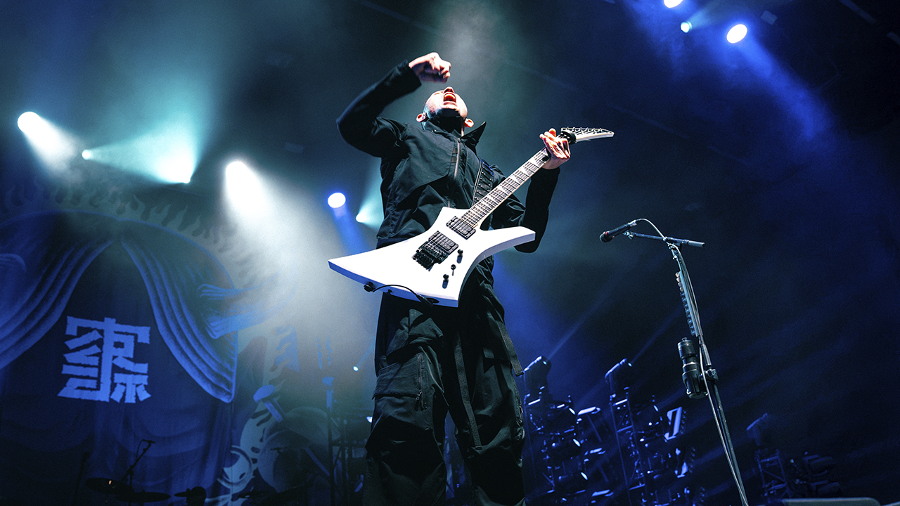 Live photos of Matt Heafy performing with Trivium on recent Australian tour 2026