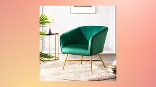 A picture of a green velvet chair