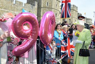 Queen Elizabeth II meets the public on her 90th Birthday Walkabout on April 21, 2016 in Windsor, England.