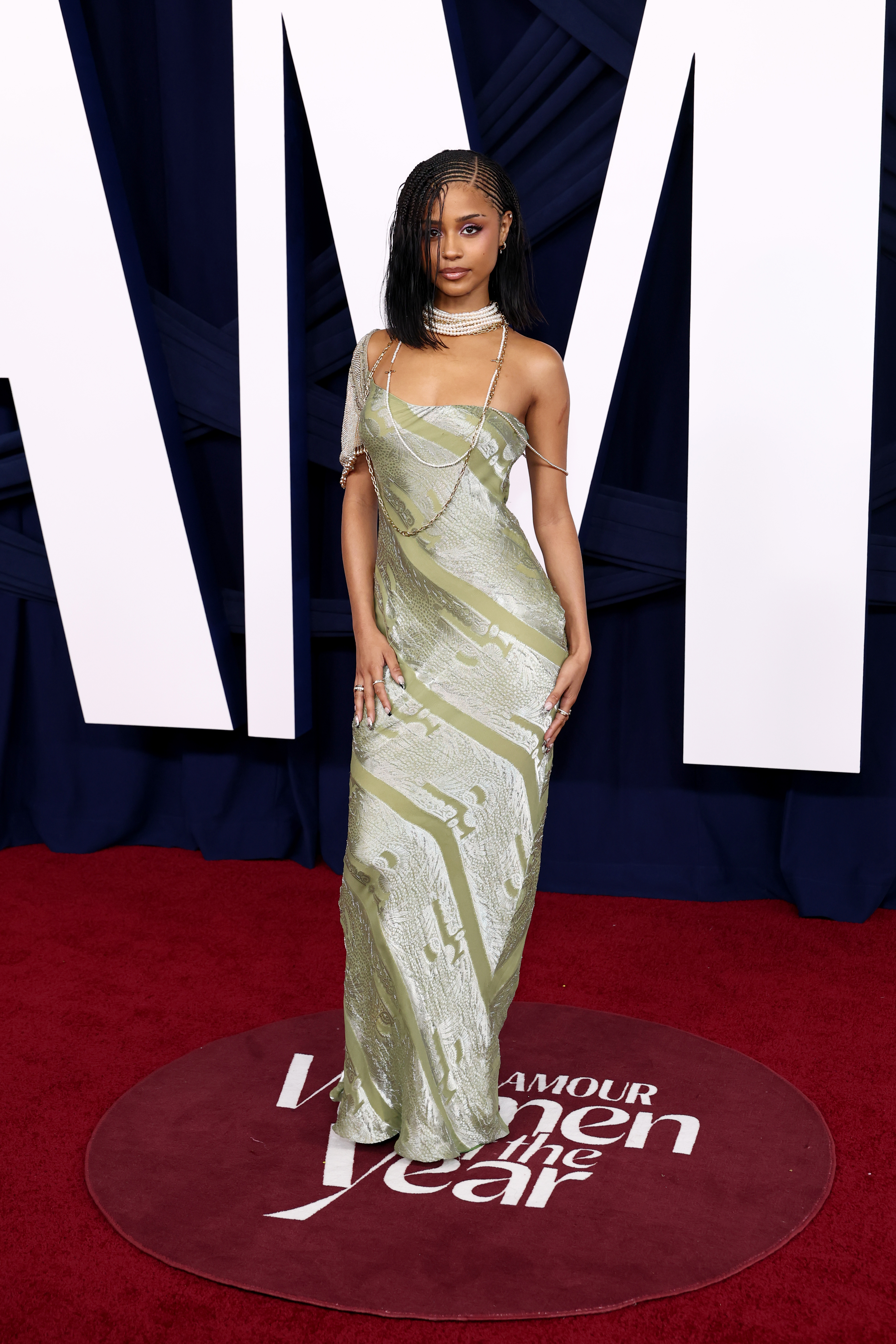 Tyla attended the Glamour Women of the Year event wearing a vintage Dior by John Galliano slip gown and pearls
