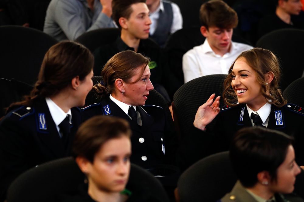 Letizia Paternoster in the crowd at the Giro d' Onore in Milan on December 4