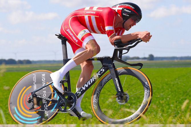 Denmark's Kasper Asgreen rode to second place at the 2019 European Championships elite men's time trial