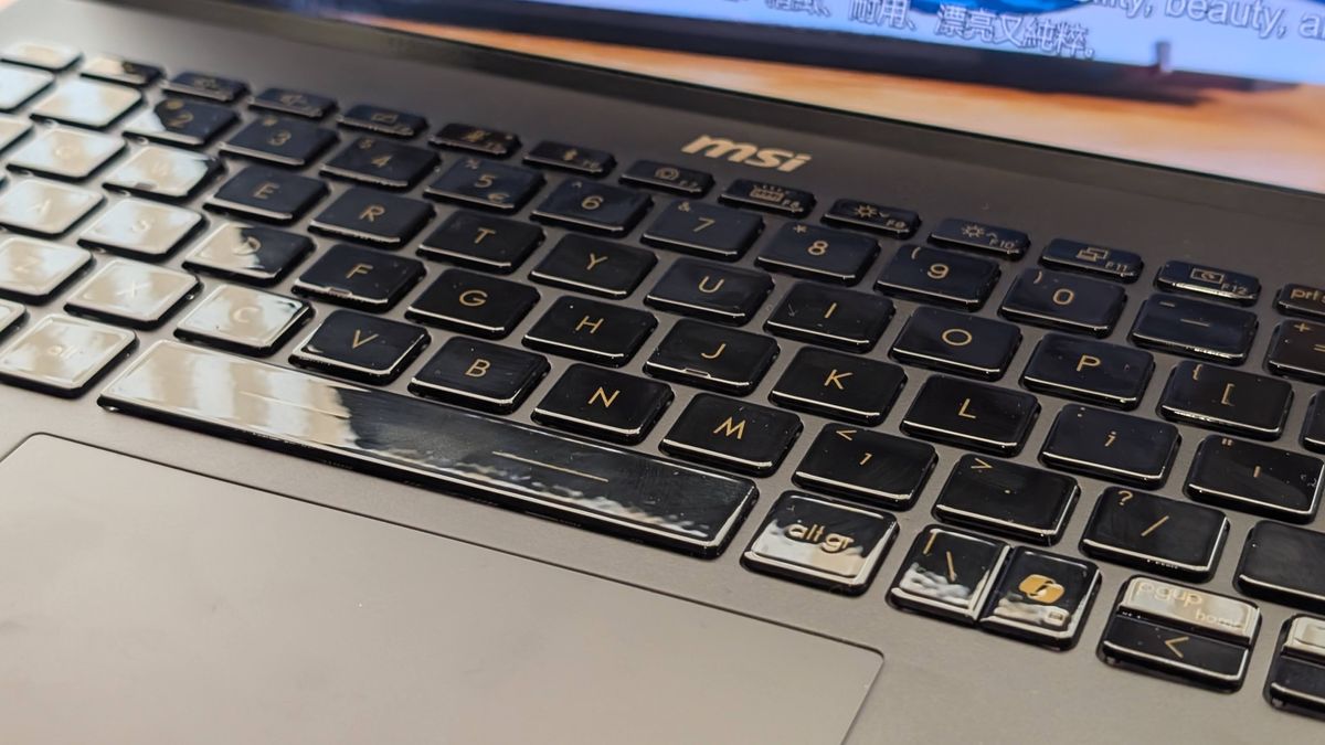 MSI Prestige 13 laptop keyboard at Computex 2025