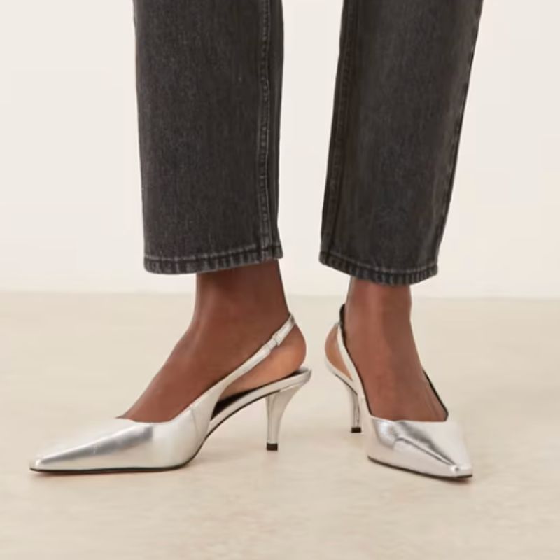 ASOS , Shake Chisel Toe Slingback Mid Heel Shoes