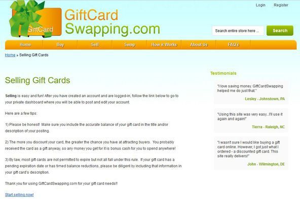 GiftCardSwapping.com image: You can choose to sell directly to GiftCardSwapping.com or to other customers.