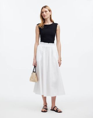 MW, Pull-On Paperbag Midi Skirt