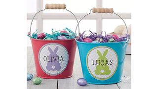 Bed, Bath & Beyond Easter Bunny Mini Metal Bucket, one of w&h's personalized Easter baskets picks
