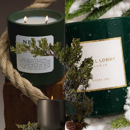 collage of green holiday candles
