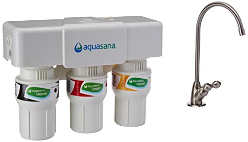 Aquasana 3-Stage Under Sink Water Filter System - Kitchen Counter Claryum Filtration - Filters 99% Of Chlorine - Brushed Nickel Faucet - AQ-5300.55