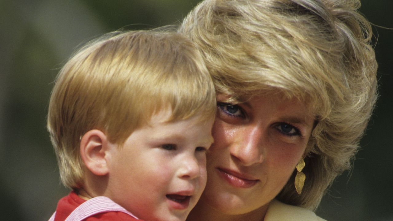 majorca, spain august 10 diana, princess of wales with prince harry on holiday in majorca, spain on august 10, 1987 photo by georges de keerlegetty images