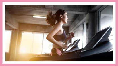 woman on a treadmill in an industrial room