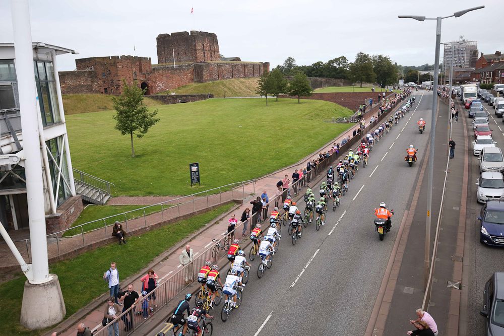 The peloton in action during stage 3 of the 2015 Tour of Britain.