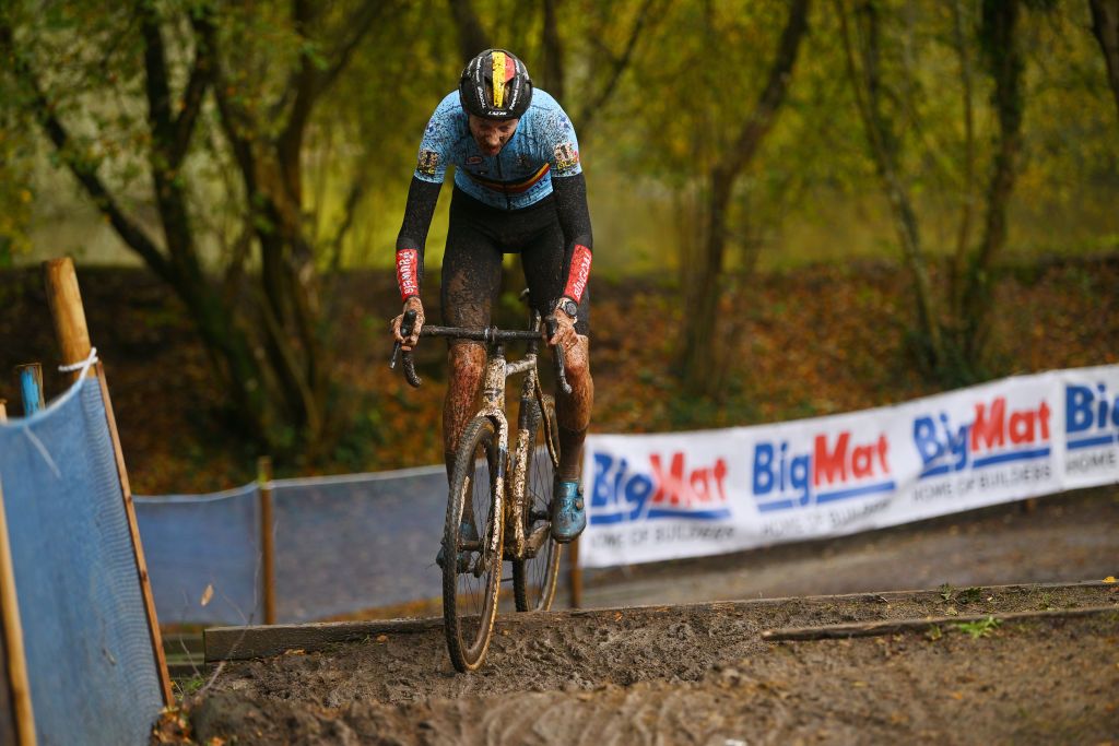 PONTCHATEAU FRANCE NOVEMBER 05 Michael Vanthourenhout of Belgium competes during the 21st UEC European Cyclocross Championships 2023 Mens Elite on November 05 2023 in Pontchateau France Photo by Luc ClaessenGetty Images