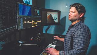 Chris McCaleb using Avid software to edit "Pluribus"