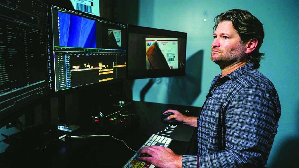 Chris McCaleb using Avid software to edit "Pluribus"