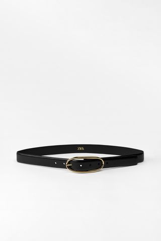 Leather Belt With Oval Buckle