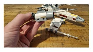 Lego Star Wars X-Wing review: Image shows a side view of the built set.