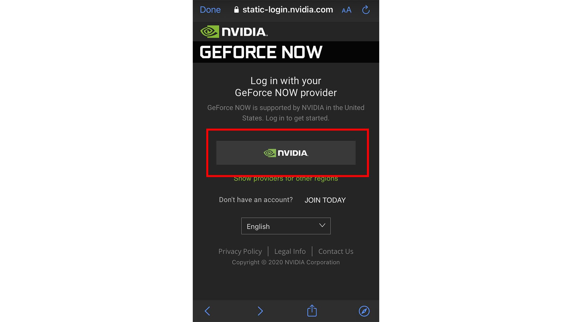 Кнопка Geforce Now Ios Nvidia