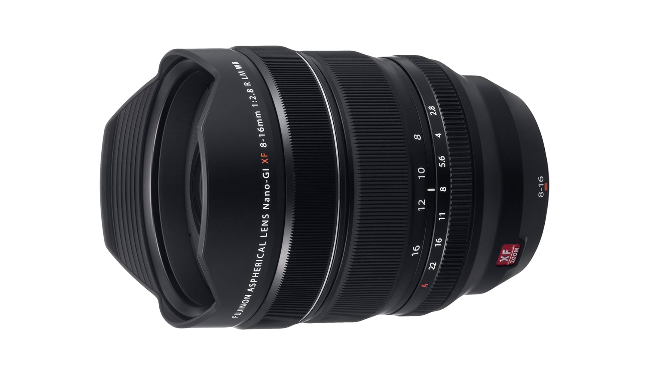 Fujinon XF 8-16mm F2.8 R LM WR on a white background