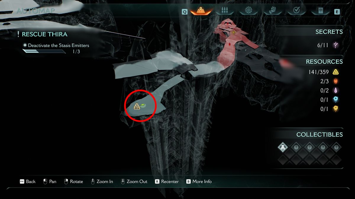 Doom: The Dark Ages Chapter 14 secrets - A map highlighting gold on a ledge hidden underneath another path.