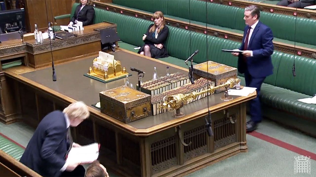 Keir Starmer rises to question Boris Johnson at the pair’s first PMQs