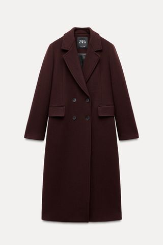 Wool Blend Double Breasted Coat Zw Collection