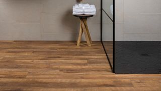 wood effect laminate flooring in a bathroom