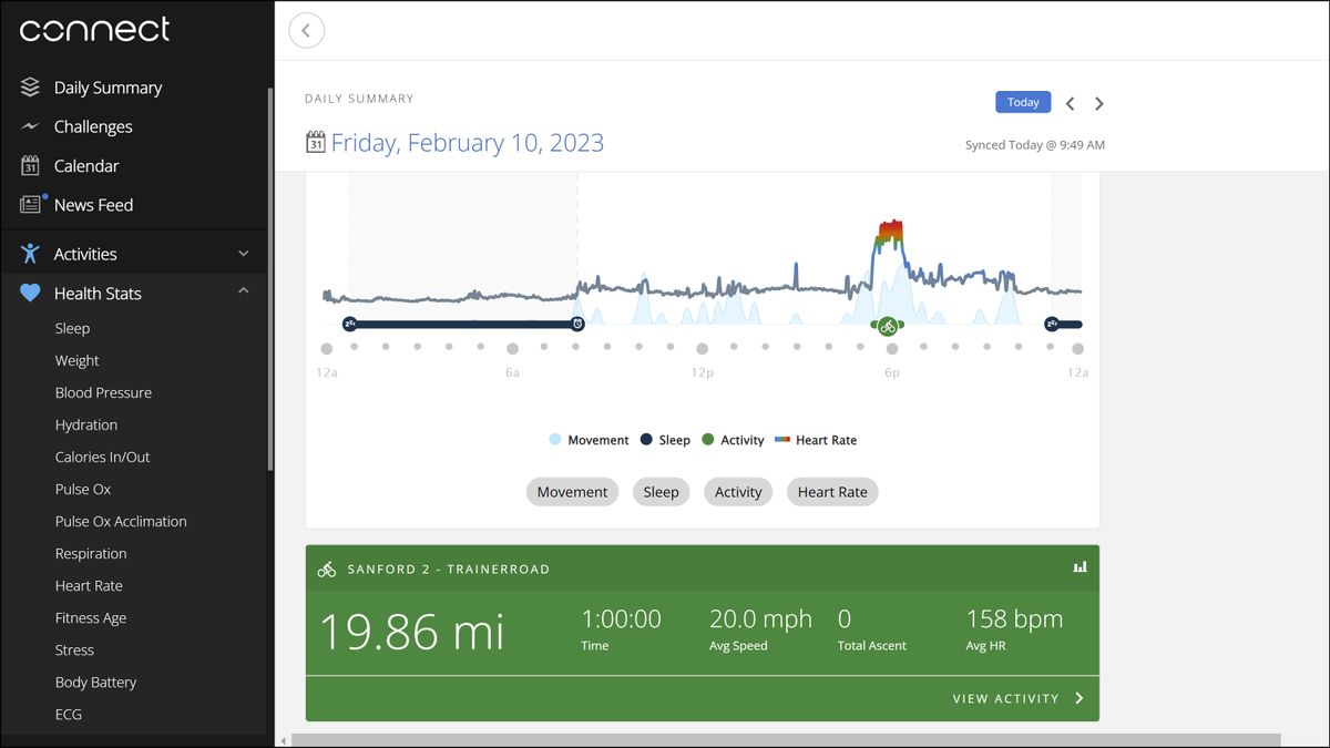 Garmin Venu 2 Plus heart rate for a day