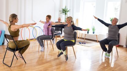 Woman doing chair exercises