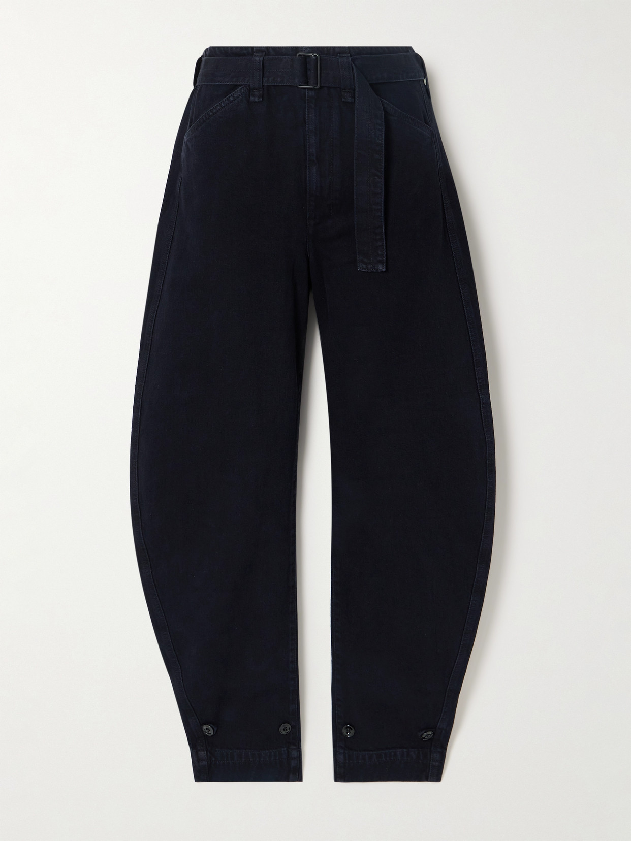 Belted Cotton-Twill Tapered Pants