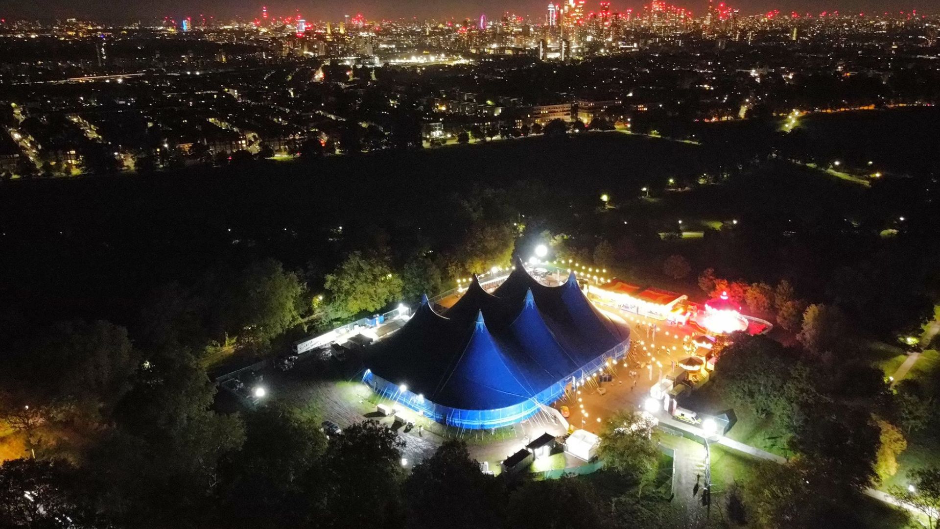 an aeriel shot of the festival
