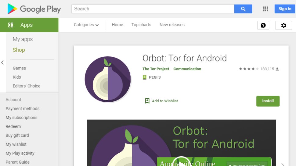 Website screenshot for Orbot