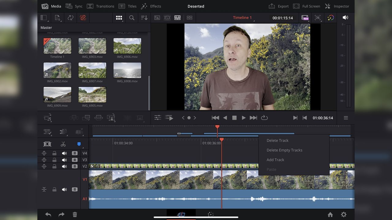 Interface of DaVinCi Resolve for iPad