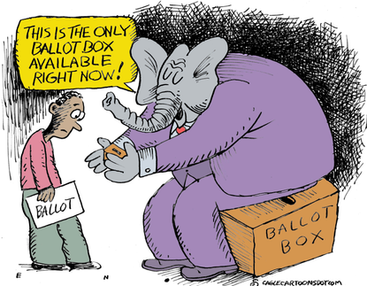 Political Cartoon U.S. GOP ballot box